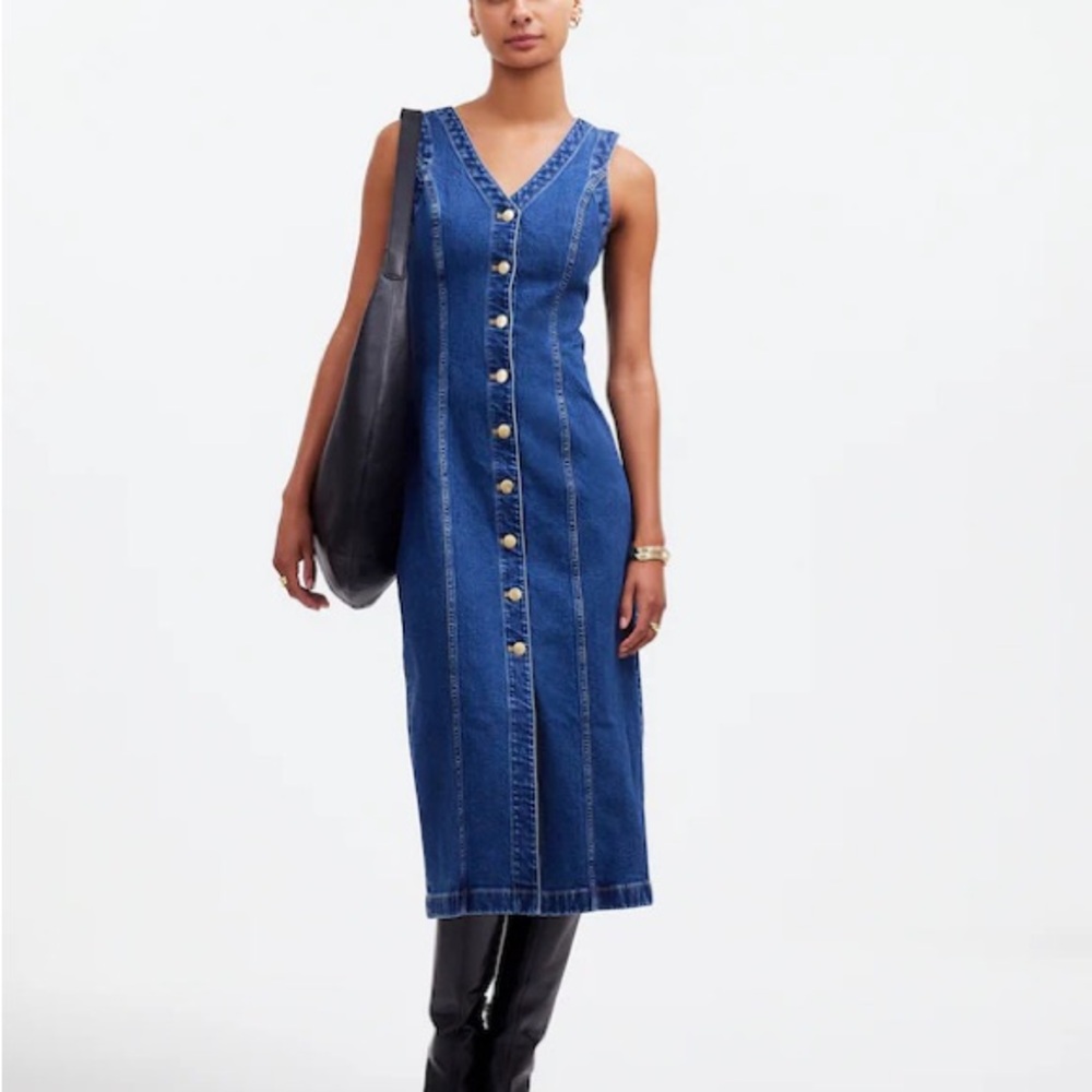 Madewell Blue Denim Button-Down Dress